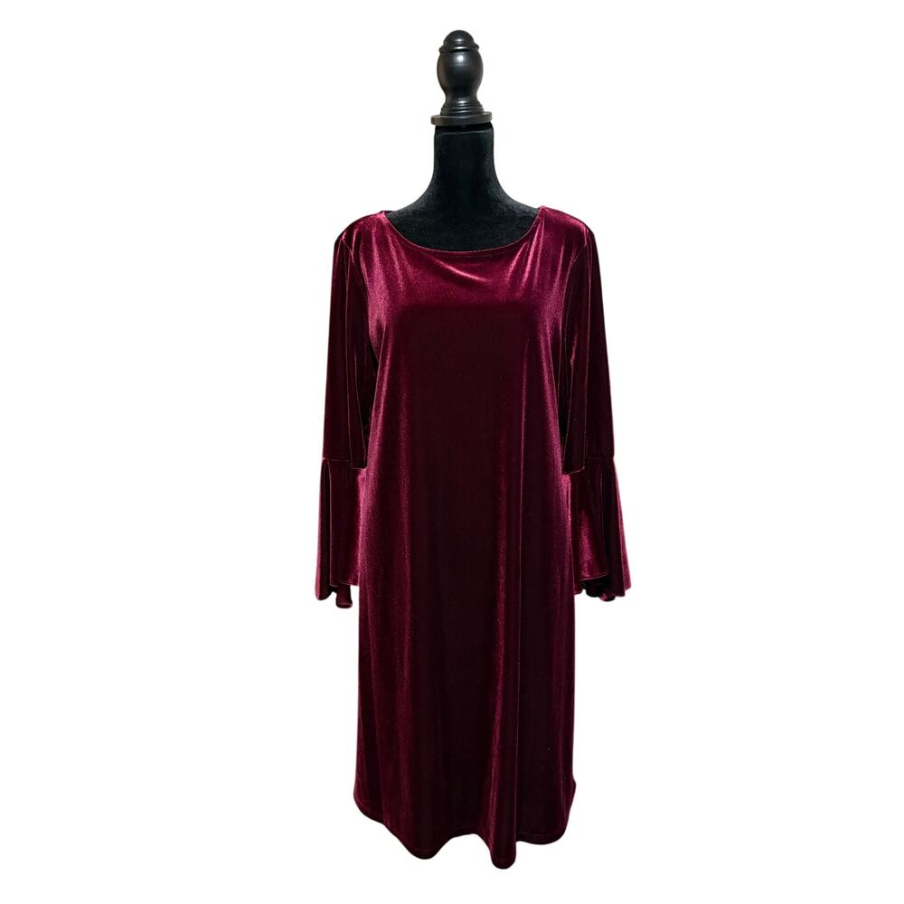 Maroon velvet bell sleeve dress women's‎ L whimsigoth witchy gothic vamp goth